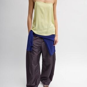 Tibi Crispy Nylon Winslow Pant in Eggplant